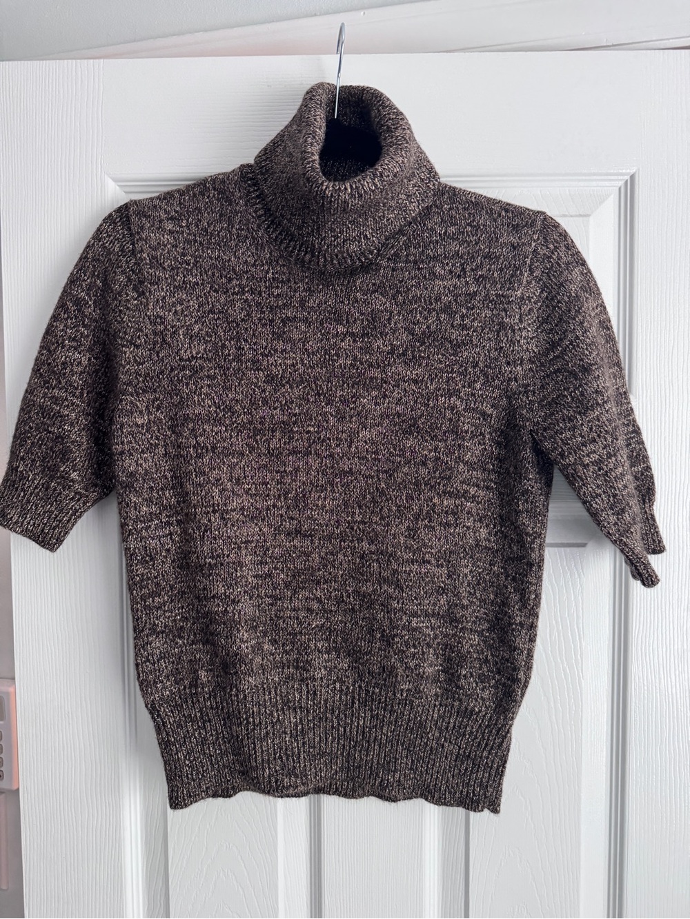Lauren Ralph Lauren Sweater Womens M Wool Blend Brown Metallic Turtleneck